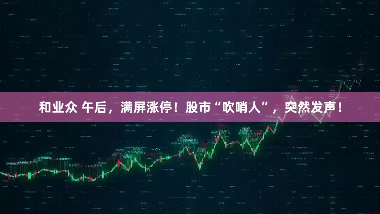 和业众 午后，满屏涨停！股市“吹哨人”，突然发声！
